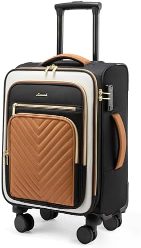 LOVEVOOK Carry On Luggage 22x14x9 Airline Approved,20 Inch Carry On Suitcases with Wheels,Softside Rolling Suitcase with TSA Lock for Women Men,Lightweight Travel luggage