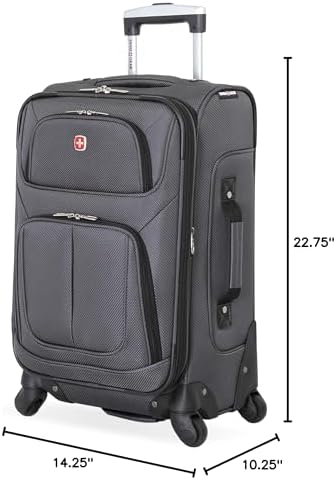 SwissGear Sion Softside Expandable Luggage, Dark Grey, Carry-On 21-Inch - Image 11
