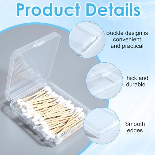 Portable Travel Cotton Pad Holder 3 Pcs Travel Qtips Case Cotton Pad Holder Travel Dispenser Cosmetic Sponge Storage Box Cotton Swab Travel Case For Cotton Rounds Swabs Floss (Pink, Transparent, Blue) - Image 3