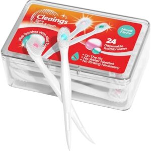cleaings® Mini Brushes-Disposable Toothbrushes with Toothpaste and Pick for Work or Travel, 24 Count (Mint Flavor(Pack of 1))