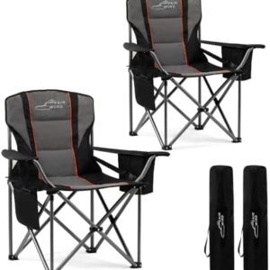 FAIR WIND 2 Pack Oversized Fully Padded Camping Chair with Lumbar Support, Heavy Duty Cooler Bag Fold Chair Support 450 LBS