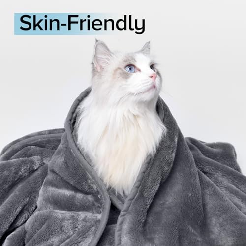 Travel Blanket Pillow Throw Fleece - 2-in-1 Travel Pillow and Blanket Set for Airplane Fluffy Fuzzy Soft Cozy Thick Lightweight Gray 450GSM 67"x50" - Image 6