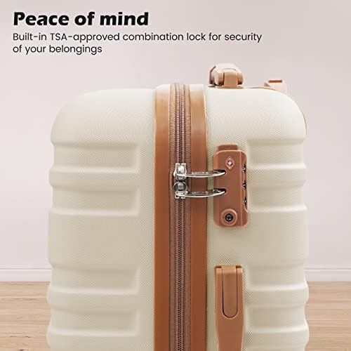 Coolife Suitcase Set 3 Piece Carry On Hardside Luggage with TSA Lock Spinner Wheels (White, S(20in)) - Image 2