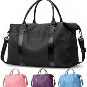 Travel Duffle Bag, Weekender Travel Bag Men Small Gym Bag for Women, Hospital Bag for Labor and Delivery, Overnight Bag Luggage Bag with Trolley Sleeve, Airplane Travel Essentials for Flying(Black)