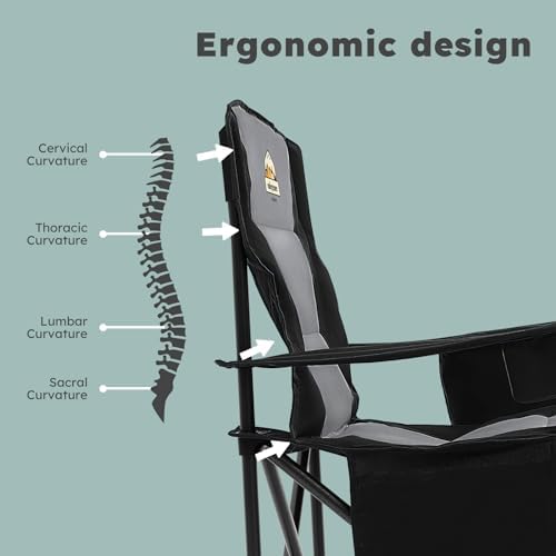 Oversized Camping Chairs 2 Pack - 450lbs Support Heavy Duty Folding Camp Chair Wide Portable Outside Collapsible Chairs with Carry Bag,Cooler,Cup Holder for Outdoor,Lawn,Sports,Baseball,Soccer-Black - Image 5