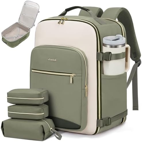 LOVEVOOK 40L Travel Backpack for Women & Men, Large Carry on Backpack for Airplanes with 3 Packing Cubes, TSA Personal Item Travel Bag fits 17" Laptop, Waterproof Weekender Essentials Airline Approved