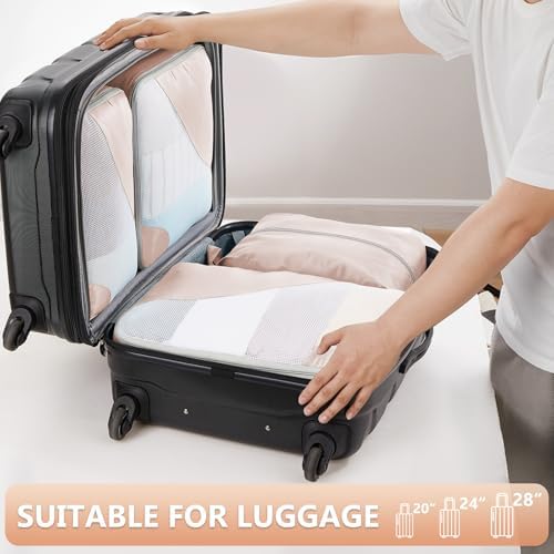 10 Set/8 Set Packing Cubes for Travel, Gifts for Women Mom,Anti-Tearing Suitcase Organizer for Luggage with Shoe & Hanging Toiletry Bag,OlarHike Vacation Essentials & Accessories for Cruise Ship,Cream - Image 6