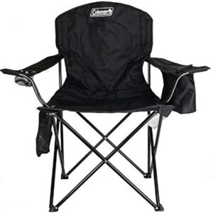 Coleman Portable Camping Quad Chair with 4-Can Cooler, Cushioned Seat & Back with Side Pockets & Cup Holder, Carry Bag Included