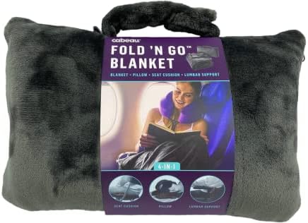 Cabeau Fold ‘n Go Travel and Throw Blanket Plus Compact Case - for Home and Travel - Doubles as Lumbar Pillow and Neck Support Pillow - French Microfiber Comfort - Charcoal - Image 5