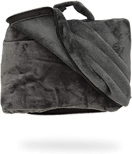 Cabeau Fold ‘n Go Travel and Throw Blanket Plus Compact Case - for Home and Travel - Doubles as Lumbar Pillow and Neck Support Pillow - French Microfiber Comfort - Charcoal - Image 4