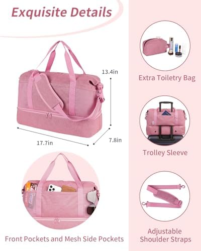 Wandering Nature For Spirit Airlines Personal Item Bag 18x14x8 Travel Duffel Bag Underseat Carry on Luggage with Shoe Compartment Wet Pocke Toiletry Pouch for Women Men Patent Pending - Image 4