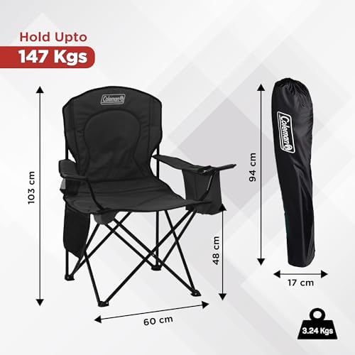Coleman Portable Camping Quad Chair with 4-Can Cooler, Cushioned Seat & Back with Side Pockets & Cup Holder, Carry Bag Included - Image 3