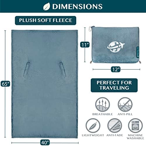 PAVILIA Travel Blanket and Pillow, Arms Opening Airplane Blankets for Adults, Compact Plane Blanket with Arm Hole 2-in-1 Bag for Flight Car Camping Fit in Luggage Backpack Traveler Gift, Blue - Image 7
