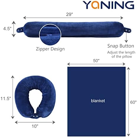 Multifunctional Neck Pillow, Soft Warm Blanket with Cozy Neck Pillow Case, Portable Blanket Set for Airplane, Camping, Car (Navy Blue) - Image 6