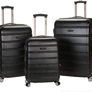 Rockland Melbourne Hardside Expandable Luggage with Spinner Wheels, Black, 3-Piece Set (20/24/28)