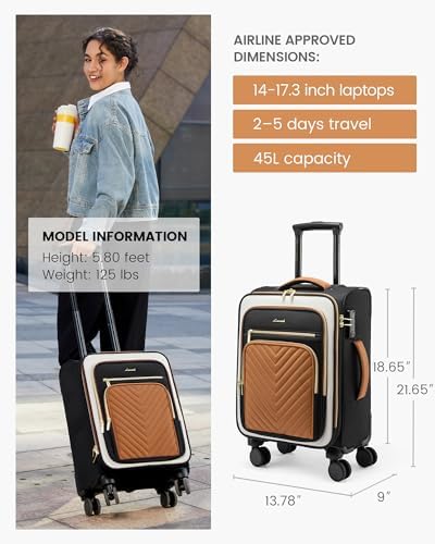 LOVEVOOK Carry On Luggage 22x14x9 Airline Approved,20 Inch Carry On Suitcases with Wheels,Softside Rolling Suitcase with TSA Lock for Women Men,Lightweight Travel luggage - Image 2