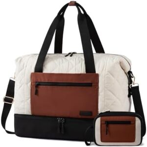 LOVEVOOK Weekender Bags for Women, Puffer Travel Duffel Bags for Woman, Large Hospital Bag for Women Labor Delivery with Shoe Compartment, Carry On Overnight Bag, Personal Item Travel Bag for Airplane