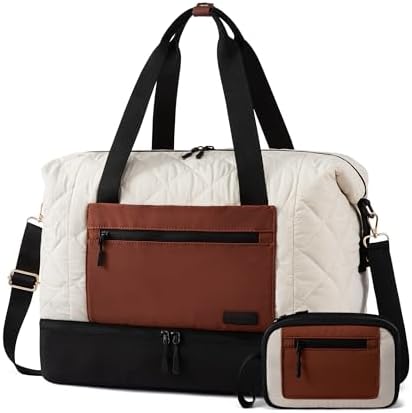 LOVEVOOK Weekender Bags for Women, Puffer Travel Duffel Bags for Woman, Large Hospital Bag for Women Labor Delivery with Shoe Compartment, Carry On Overnight Bag, Personal Item Travel Bag for Airplane