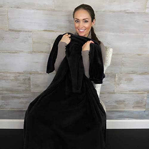 EverSnug Travel Blanket and Pillow - Ultra-Soft, Compact & Lightweight, 65x40 Inches, with Carry Case, Luggage Sleeve & Backpack Clip for Airplane Comfort (Black) - Image 2