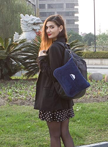 BlueHills Premium Soft Travel Blanket Pillow Airplane Blanket Packed in Soft Bag Pillowcase with Hand Luggage Belt and Backpack Clip, Compact Pack Large Plane for Any Travel (Navy Blue T002) - Image 7