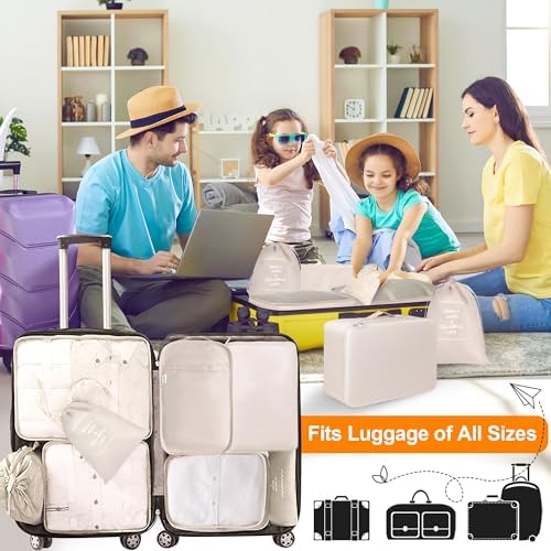8 Set Packing Cubes for Suitcases, kingdalux Travel Luggage Packing Organizers with Laundry Bag, Compression Storage Shoe Bag, Clothing Underwear Bag, for Man & Women - Image 7