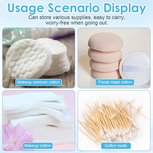 Portable Travel Cotton Pad Holder 3 Pcs Travel Qtips Case Cotton Pad Holder Travel Dispenser Cosmetic Sponge Storage Box Cotton Swab Travel Case For Cotton Rounds Swabs Floss (Pink, Transparent, Blue) - Image 4