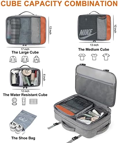 Carry on Travel Backpacks, Extra Large 40L Flight Approved for Men & Women,Expandable Suitcase With 4 Packing Cubes,Water Resistant Luggage Daypack Business Weekender Bag,Grey - Image 3