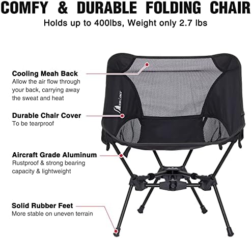 MOON LENCE Portable Camping Chair Backpacking Chair - The 4th Generation Ultralight Folding Chair - Compact, Lightweight Foldable Chairs for Hiking Mountaineering, Beach - Image 6