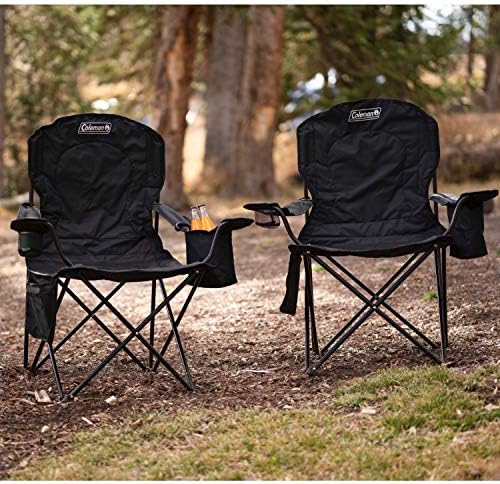 Coleman Portable Camping Quad Chair with 4-Can Cooler, Cushioned Seat & Back with Side Pockets & Cup Holder, Carry Bag Included - Image 2