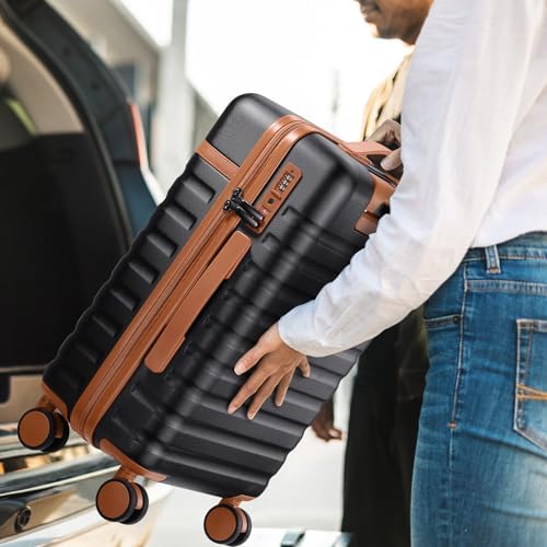 Luggage Sets 3 Piece, Carry On Luggage 20 Inch With Spinner Wheels,PC Hardside Suitcase Set with TSA Lock,Durable Carry On Suitcase With Travel Backpack for Men (Black, 3 piece set (20inch)) - Image 8