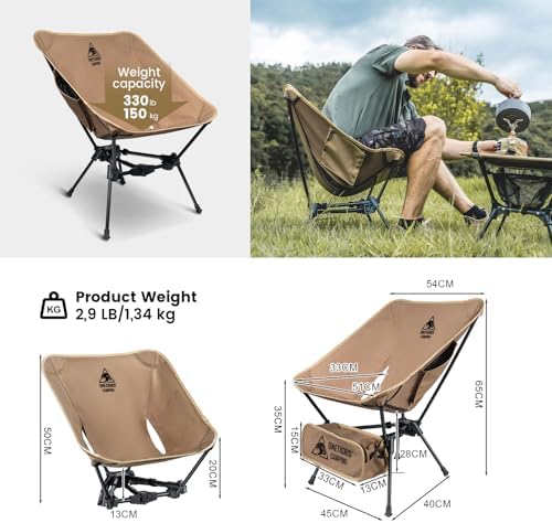 OneTigris Tigerblade Camping Chair, Lightweight Folding Backpacking Hiking, Compact Portable 330 lbs Capacity - Image 3