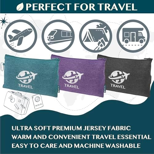 PAVILIA Travel Blanket Airplane Compact with Bag, Small Travel Pillow Blanket for Long Flights, Lightweight Plane Blanket with Luggage Strap, Camping Blanket for Traveler Essentials, Purple, 65x40 - Image 5
