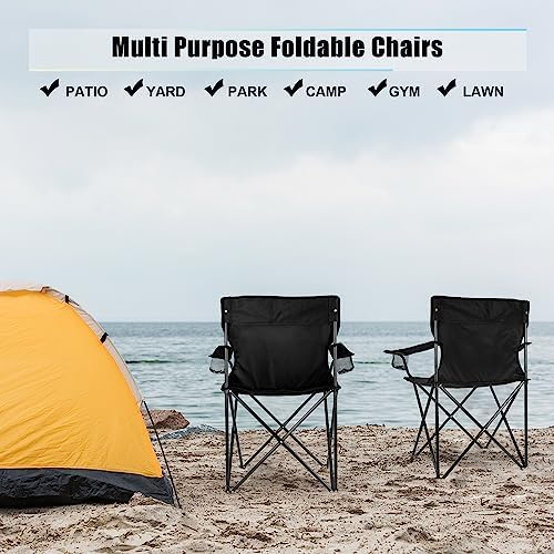 HaSteeL Foldable Camping Chair Set of 2, Folding Camp Chairs for Adults, Large Portable Lawn Chair for Outdoors Fishing, Hiking, Travel, Picnic, Beach, Supports 275lbs & Include Storage Bags (Black) - Image 7