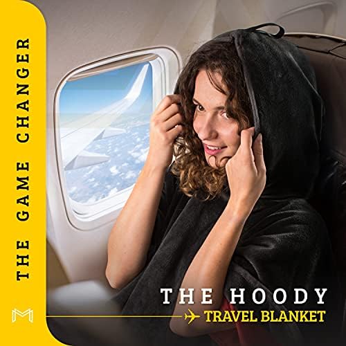 Travel Blanket Airplane Compact with Hoodie – 2in1 Airplane Travel Accessories from Plane Blanket to Travel Pillow with Luggage Strap, Soft Handle & Secure Pocket - Image 4