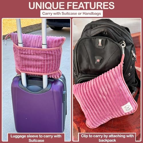 Premium Travel blanket pillow - XL 50"x70" | 2 in 1 Travel Blanket Airplane Compact with Bag having Hand Luggage Sleeve & Backpack Clip | Roadtrip, Hiking and long flight must haves | Airplane Comfort - Image 5