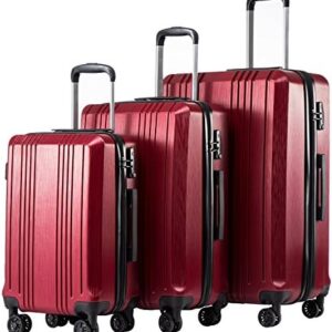 Coolife Luggage Expandable Suitcase PC+ABS 3 Piece Set with TSA Lock Spinner 20in24in28in