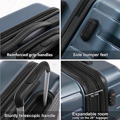 COOLIFE Expandable Suitcase PC ABS TSA Luggage 3 Piece Set Lock Spinner Carry on (Teal blue) - Image 4