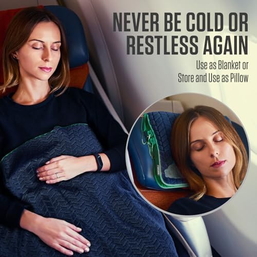 VENTURE 4TH Travel Blanket Pillow – Premium Ultra-Soft & Warm 2-in-1 Blanket or Pillow for Airplane, Car & Bus – Compact, Lightweight & Portable – Lint-Free, No Shedding, No Pilling - Navy/Teal - Image 5