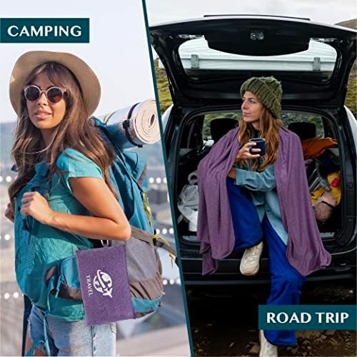 PAVILIA Travel Blanket Airplane Compact with Bag, Small Travel Pillow Blanket for Long Flights, Lightweight Plane Blanket with Luggage Strap, Camping Blanket for Traveler Essentials, Purple, 65x40 - Image 4