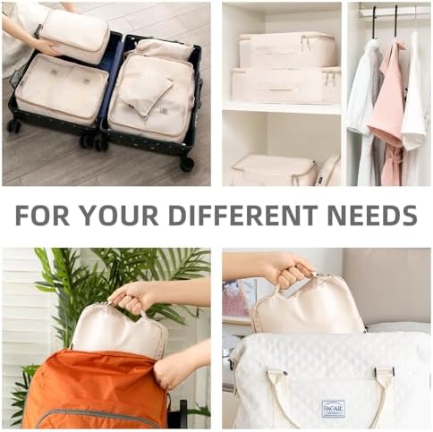 BAGAIL 8 Set Packing Cubes Luggage Organizer Bags for Travel Accessories-Cream - Image 7