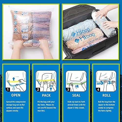 HIBAG 12 Compression Bags for Travel, Vacuum Packing Space Saver Zipper Bags for Cruise Accessories (12-Travel) - Image 5