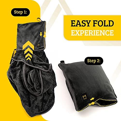 Travel Blanket Airplane Compact with Hoodie – 2in1 Airplane Travel Accessories from Plane Blanket to Travel Pillow with Luggage Strap, Soft Handle & Secure Pocket - Image 3