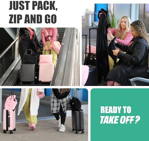 Take OFF Luggage - Compact Travel Blanket and Pillow, Super Soft Stuffable Bag with Zipper Pockets & a Keychain, Fits 3 Days of Essentials, Carry on Airplanes, Cars and Road Trip Accessories, Black - Image 7