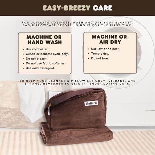 XL Travel Blanket and Pillow Set - Ultra Soft Pillow Blanket for Car, Airplane, and Camping - Airplane Blanket for Long Flights w/Large Carry Bag, Hidden Pocket, and Multiple Carrying Options - Image 7