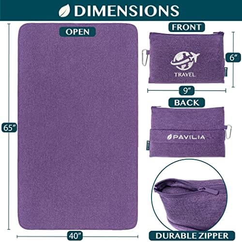 PAVILIA Travel Blanket Airplane Compact with Bag, Small Travel Pillow Blanket for Long Flights, Lightweight Plane Blanket with Luggage Strap, Camping Blanket for Traveler Essentials, Purple, 65x40 - Image 6