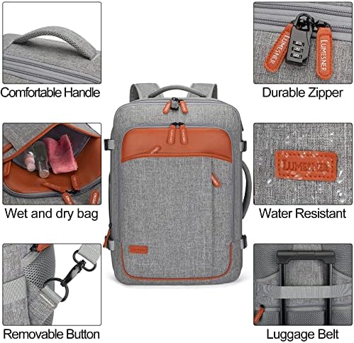 Carry on Travel Backpacks, Extra Large 40L Flight Approved for Men & Women,Expandable Suitcase With 4 Packing Cubes,Water Resistant Luggage Daypack Business Weekender Bag,Grey - Image 6