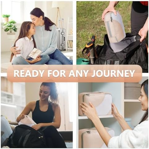 10 Set/8 Set Packing Cubes for Travel, Gifts for Women Mom,Anti-Tearing Suitcase Organizer for Luggage with Shoe & Hanging Toiletry Bag,OlarHike Vacation Essentials & Accessories for Cruise Ship,Cream - Image 5