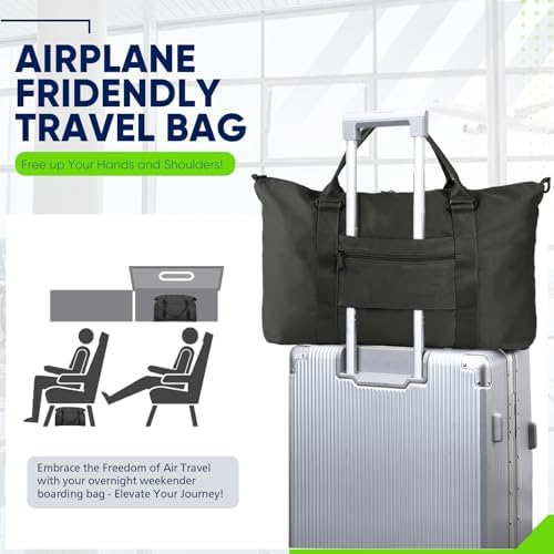 Travel Duffle Bag, Weekender Travel Bag Men Small Gym Bag for Women, Hospital Bag for Labor and Delivery, Overnight Bag Luggage Bag with Trolley Sleeve, Airplane Travel Essentials for Flying(Black) - Image 3