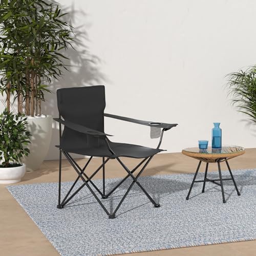 HaSteeL Foldable Camping Chair Set of 2, Folding Camp Chairs for Adults, Large Portable Lawn Chair for Outdoors Fishing, Hiking, Travel, Picnic, Beach, Supports 275lbs & Include Storage Bags (Black) - Image 2