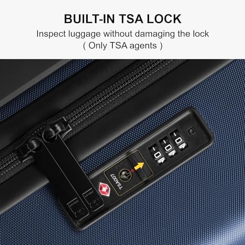 LEVEL8 Carry on Luggage Airline Approved, Carry-on Suitcases with Wheels, Lightweight Hardside Luminous Textured Luggage for Travel with Tsa Lock, 20 Inch, Navy - Image 7